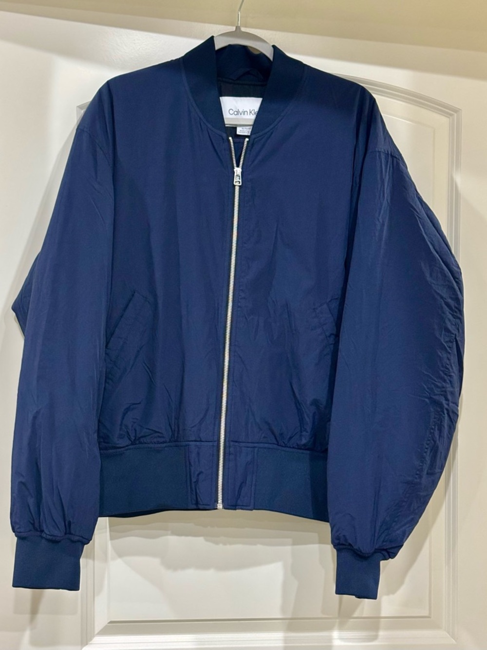 Calvin Klein Navy Zip-Front Bomber Jacket